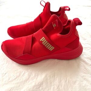 Puma Red Gold Radiate Mid Sneakers BM US SZ 8.5 Worn 1X Indoors